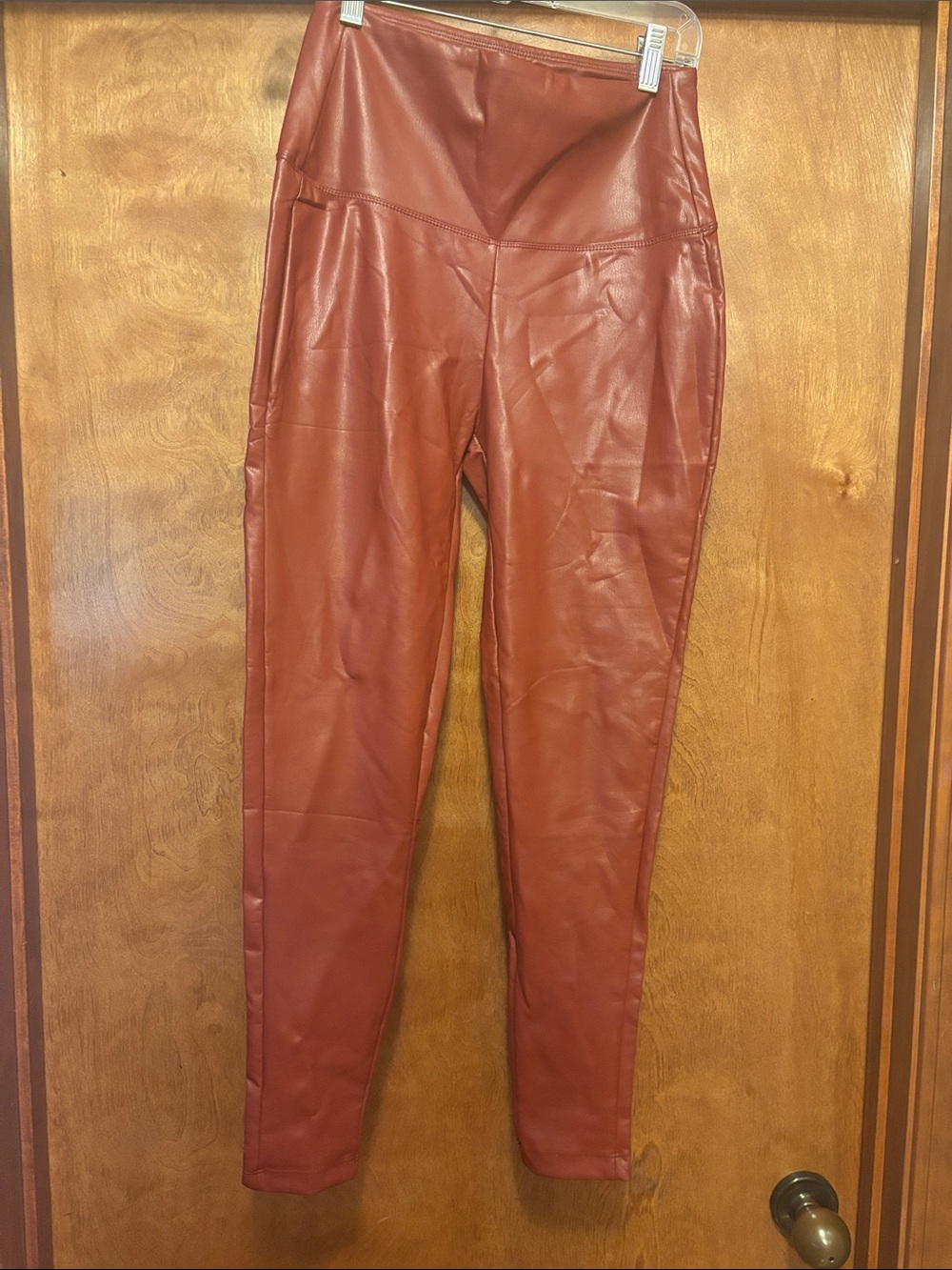 Burnt Orange Faux Leather  Leggings